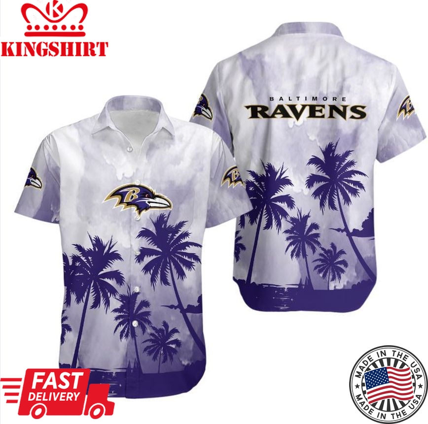 Baltimore Ravens Coconut Trees NFL Gift For Fan Hawaiian Shirt Graphic Print