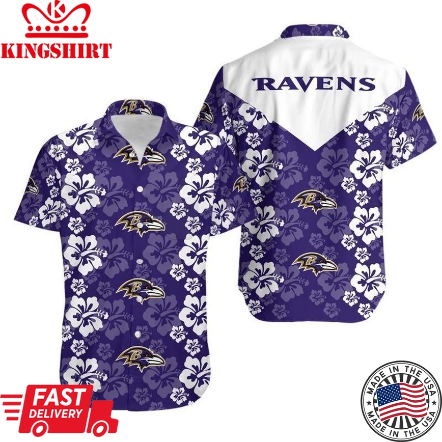 Baltimore Ravens Flowers Hawaii Shirt And Shorts Summer Collection