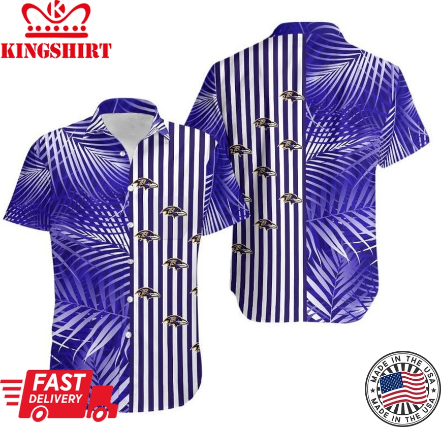 Baltimore Ravens Palm Leaves And Stripes NFL Gift For Fan Hawaii Shirt