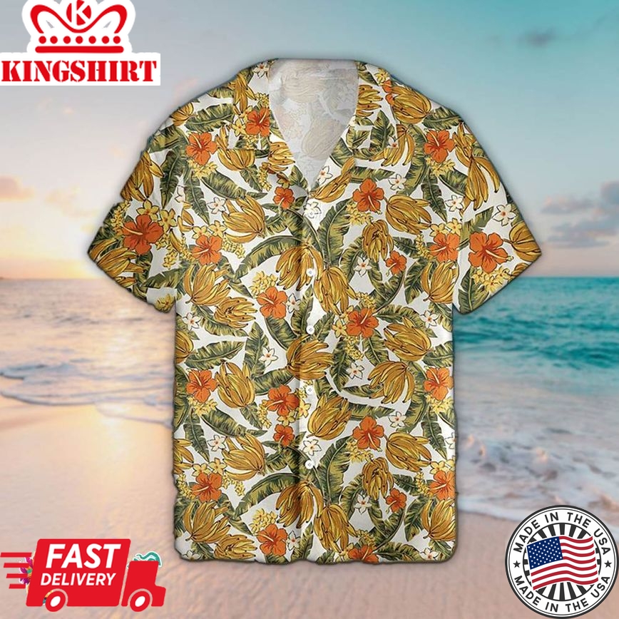 Banana Hawaiian Shirt Banana Plant Pattern Hawaiian Aloha Beach Shirt