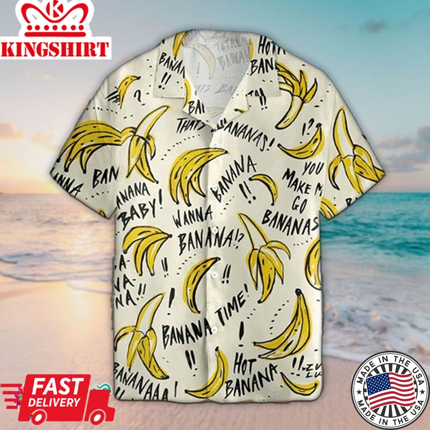 Banana Hawaiian Shirt It's Banana Time Hawaiian Aloha Beach Shirt