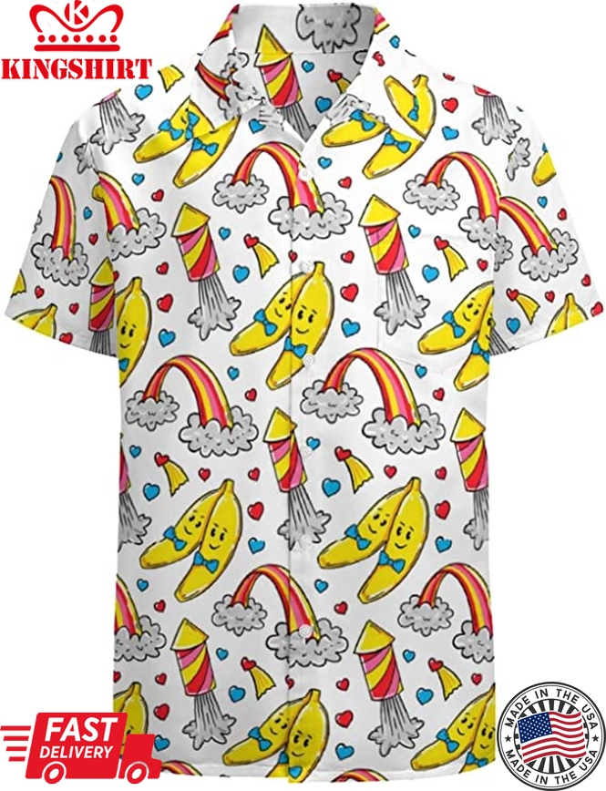 Banana Hawaiian Shirt, Pride Month Rainbow Lgbt Print Summer Hawaiian Shirts