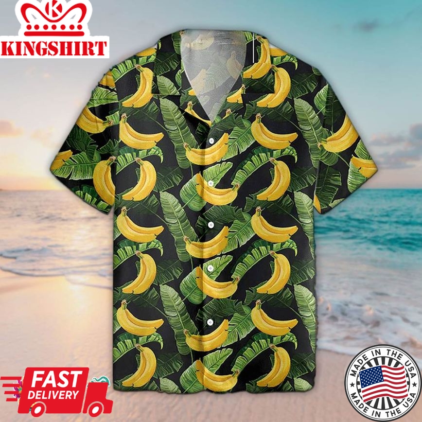 Banana Hawaiian Shirt Tropical Banana Leaves Hawaiian Aloha Beach Shirt