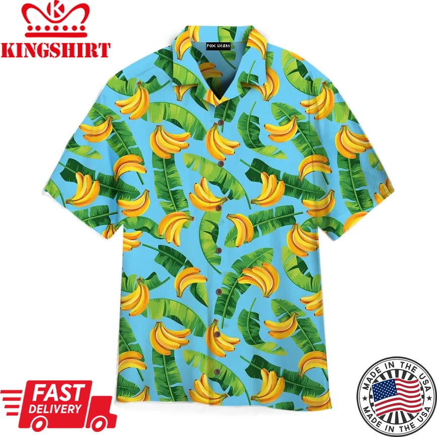 Banana Leaves Pattern Trendy Hawaiian Shirt For Aloha Shirt