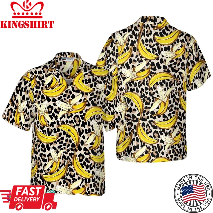 Banana On Leopard Pattern Hawaiian Shirt