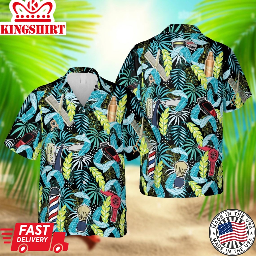 Barber Hawaiian T-Shirt, Scissors And Comb Clothing