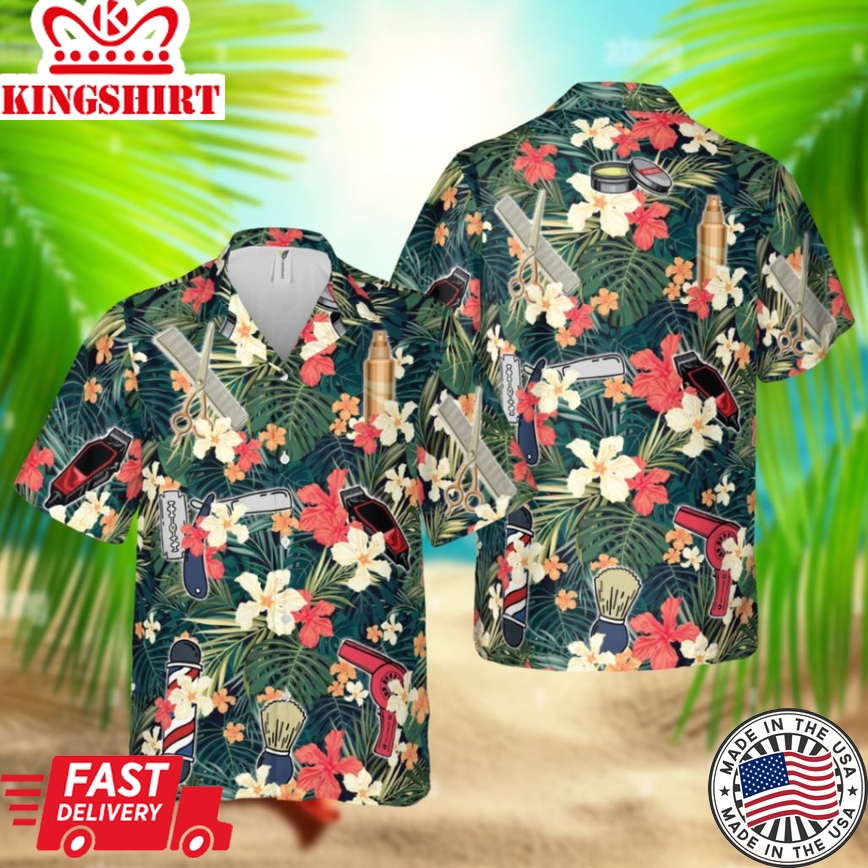 Barber Tools Trendy Hawaiian Shirt, Summer Shirt For Barbers