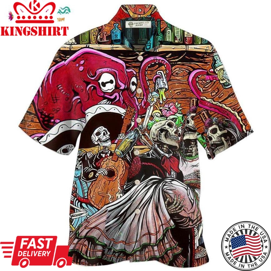 Bartender Skull Play Together Hawaiian Shirt