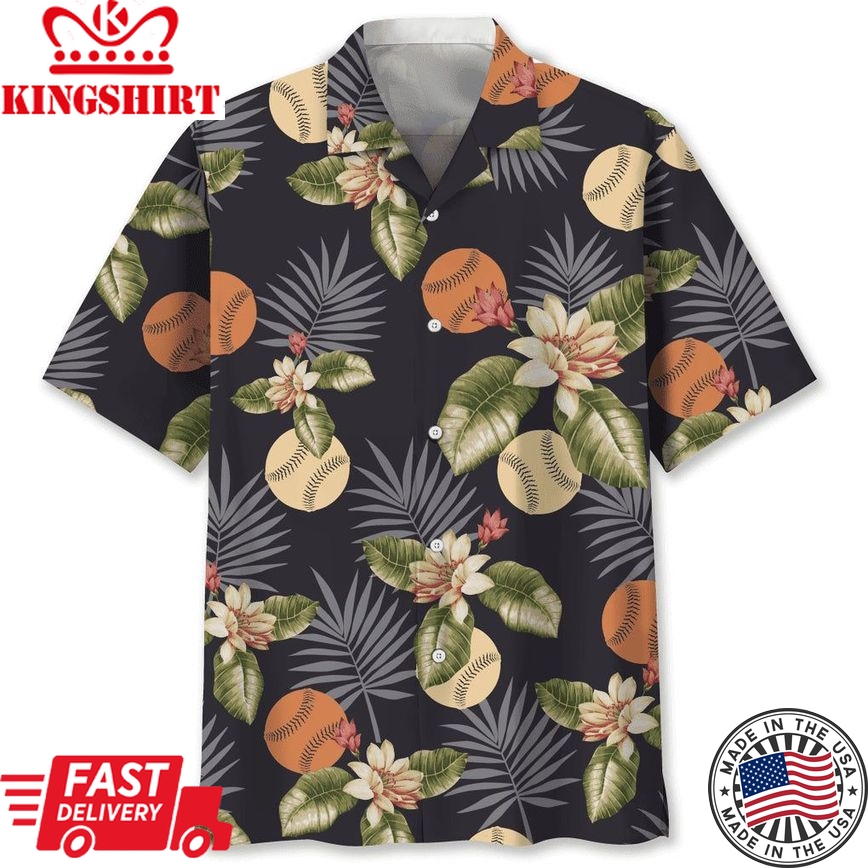 Baseball Grey Trendy Hawaiian Shirt