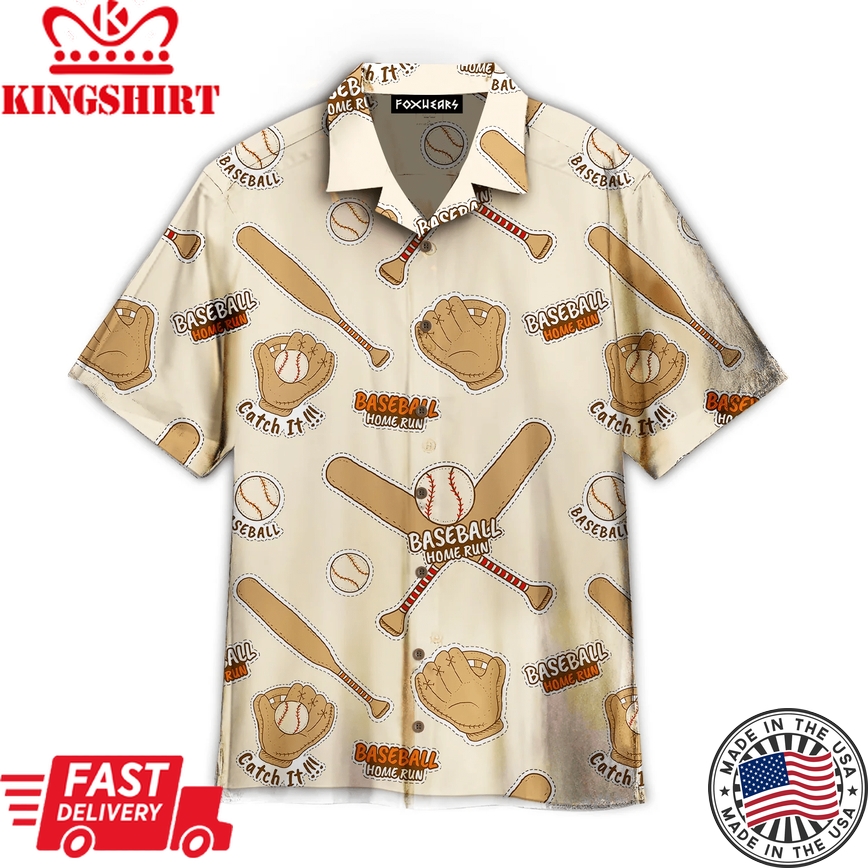 Baseball Home Run Trendy Hawaiian Shirt For Aloha Shirt