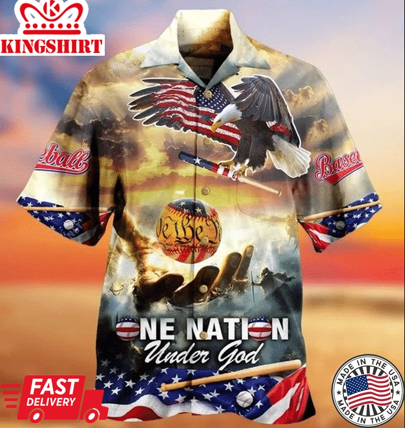 Baseball One Nation Under God Hawaiian Shirt