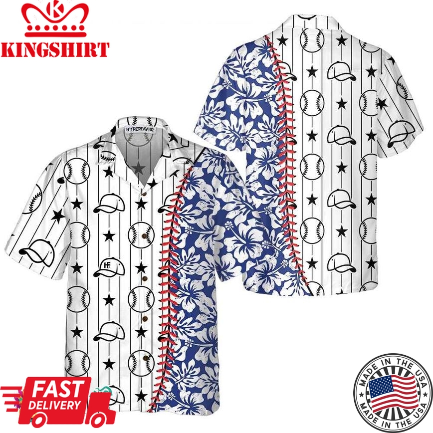 Baseball Tropical Pattern Baseball Hawaiian Shirt, Button Up Baseball Shirt For Men & Women, Cool Baseball Gift