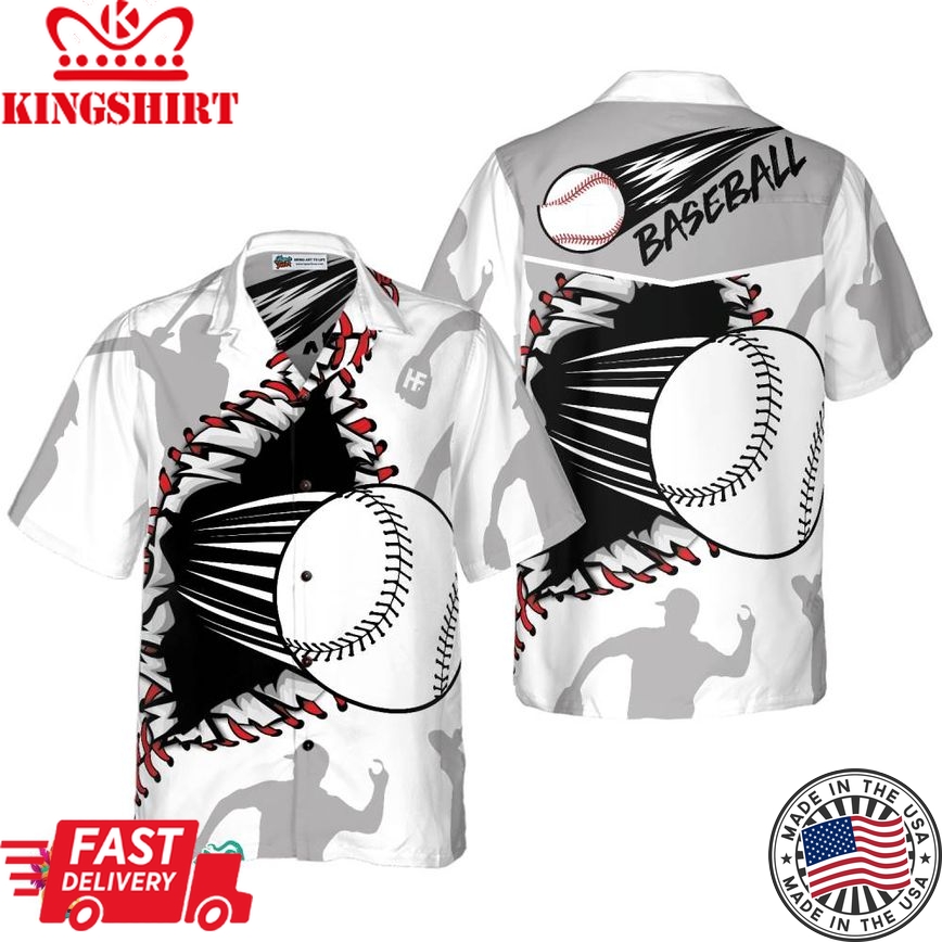 Baseball Wear Out Pattern Hawaiian Shirt