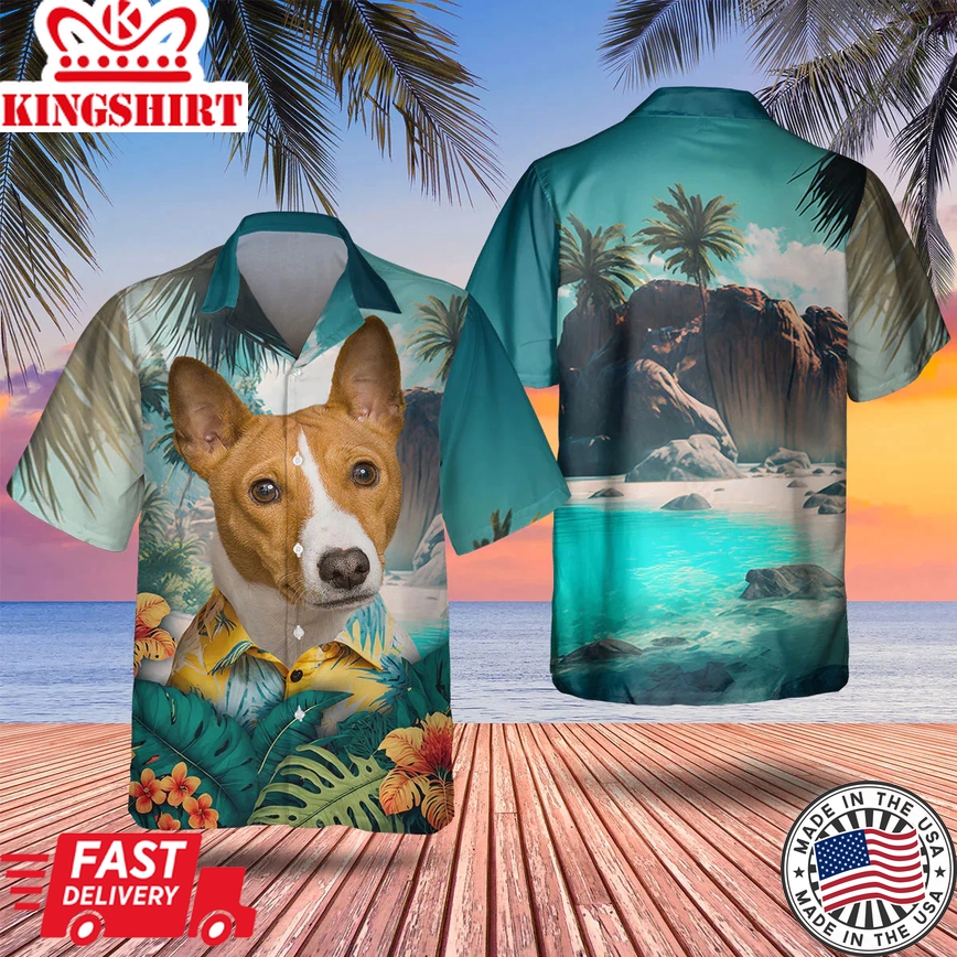 Basenji 3D All Over Printed Trendy Hawaiian Shirt, Dog Trendy Hawaiian Shirt, Men's Hawaii Shirt