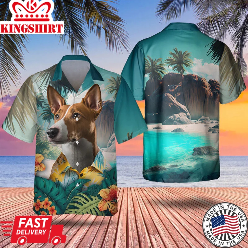 Basenji 3D Trendy Hawaiian Shirt, Dog Trendy Hawaiian Shirt, Men's Hawaii Shirt