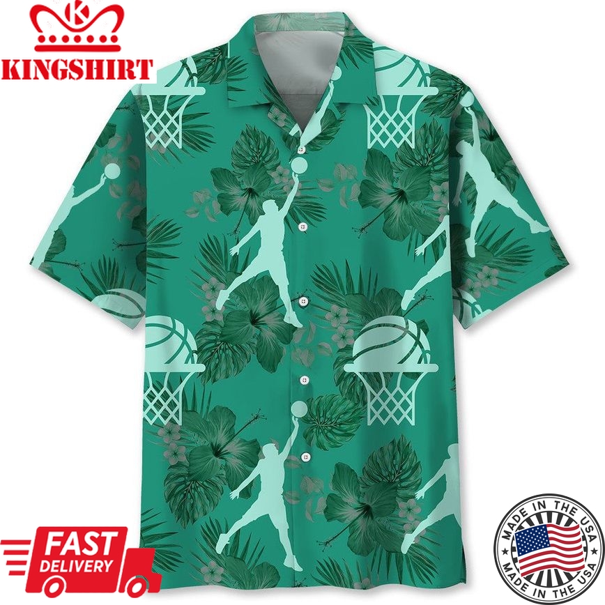 Basketball Kelly Green Trendy Hawaiian Shirt