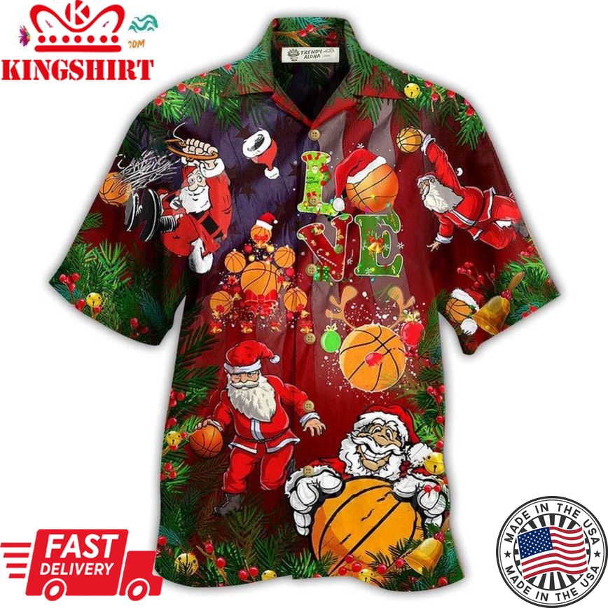 Basketball Santa Love Basketball Hawaiian Shirt