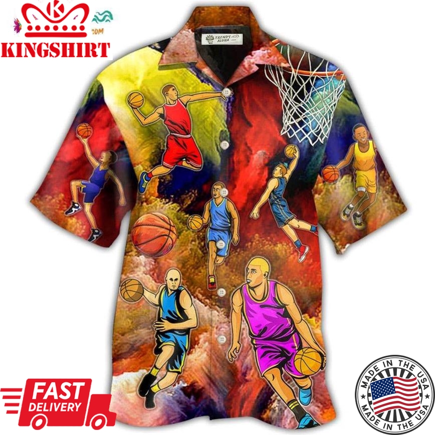 Basketball Style Colorful Hawaiian Shirt