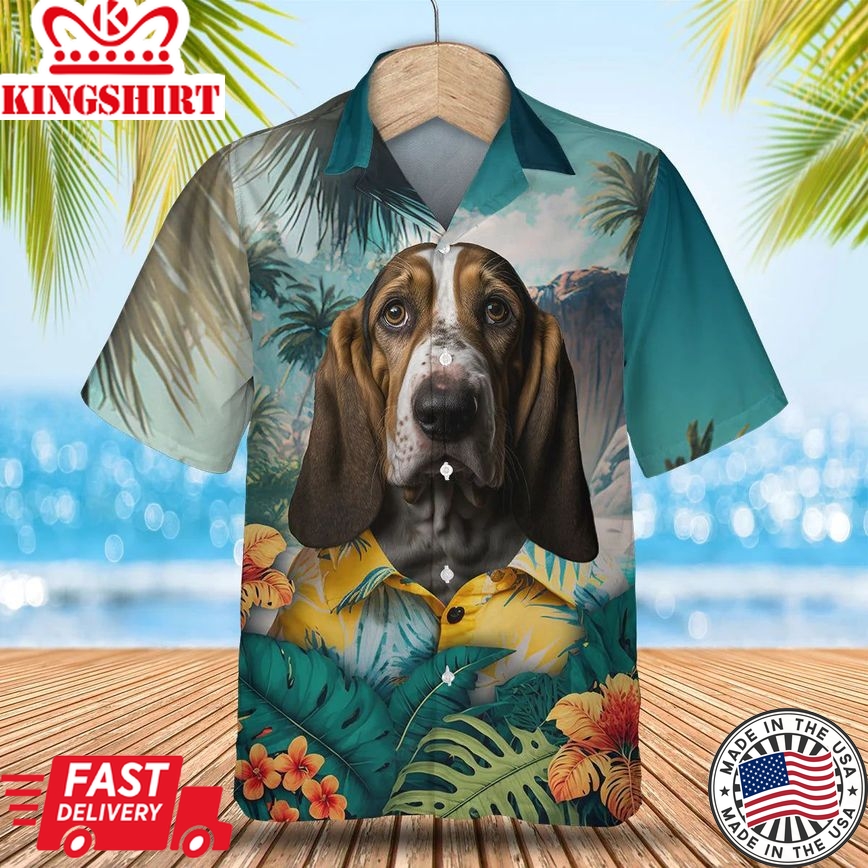 Basset Hound Ai - 3D Tropical Trendy Hawaiian Shirt