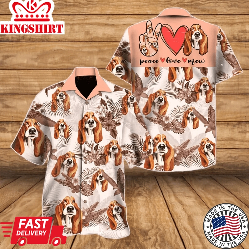 Basset Hound Dog Beach Summer Trendy Hawaiian Shirt, Basset Hound Shirt, Basset Hound Beach Shirt