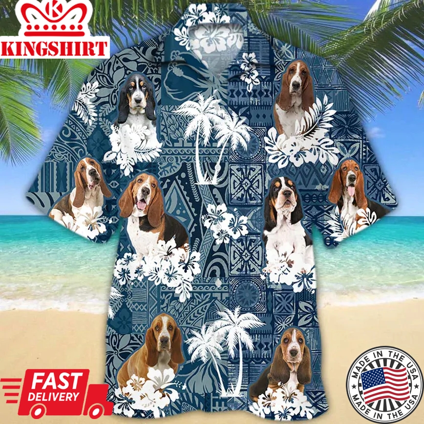 Basset Hound Trendy Hawaiian Shirt, Dog Trendy Hawaiian Shirt Men Women, Short Sleeve Hawaiian Aloha Shirt