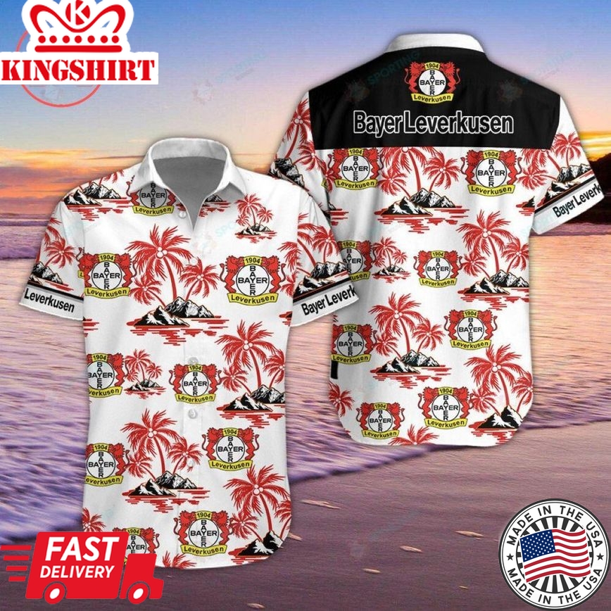 Bayer 04 Leverkusen Coconut Tree White Black Trendy Hawaiian Shirt Aloha Shirt