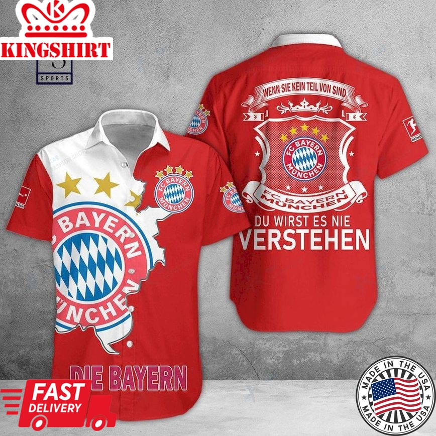 Bayern Munich Red White Scratch Trendy Hawaiian Shirt Aloha Shirt