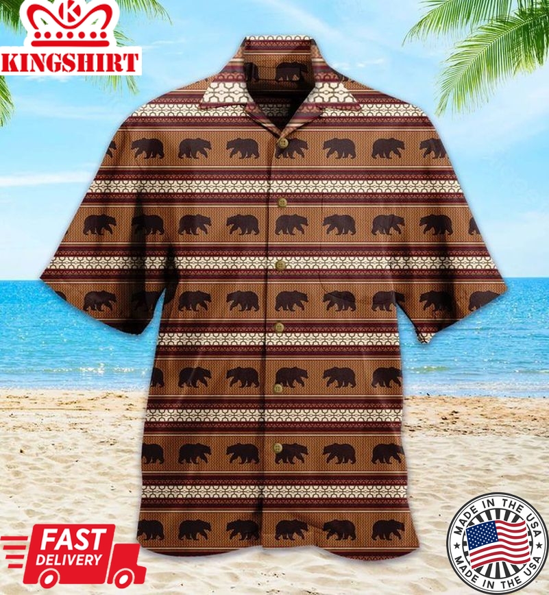 Bayfield Bear Brown Trendy Hawaiian Shirt 3D, Bear Lover Trendy Hawaiian Shirt For Summer Gifts