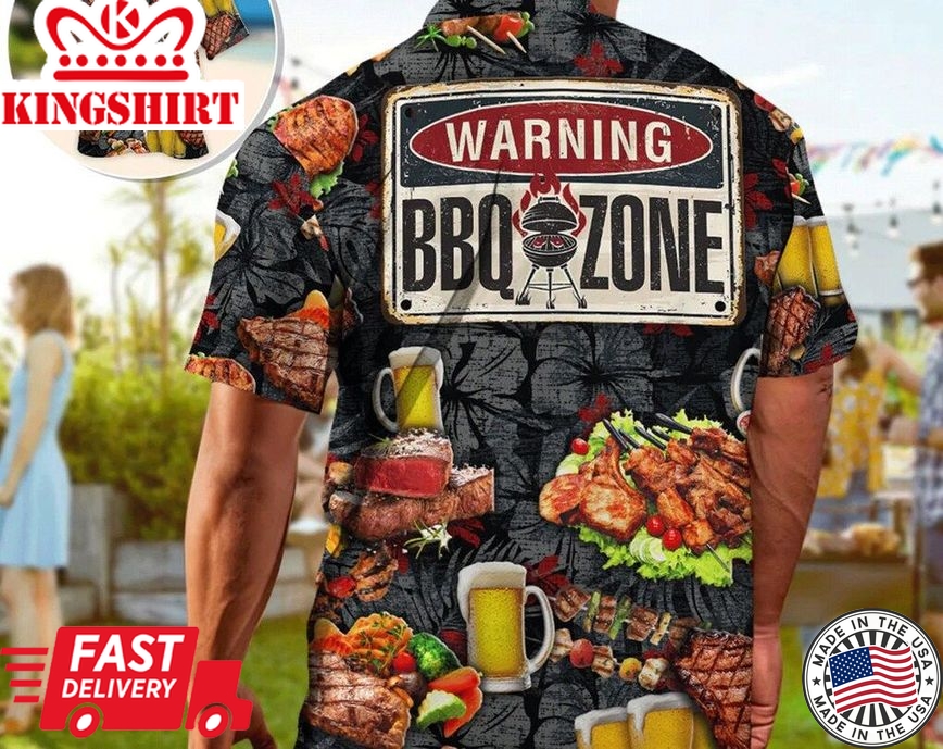 Bbq Warning Bbq Zone - Trendy Hawaiian Shirt, Vintage Trendy Hawaiian Shirt, Gift Summer, Gifts For Bachelor Party,Bq-Themed Shirt, Barbeque Party Shirt.