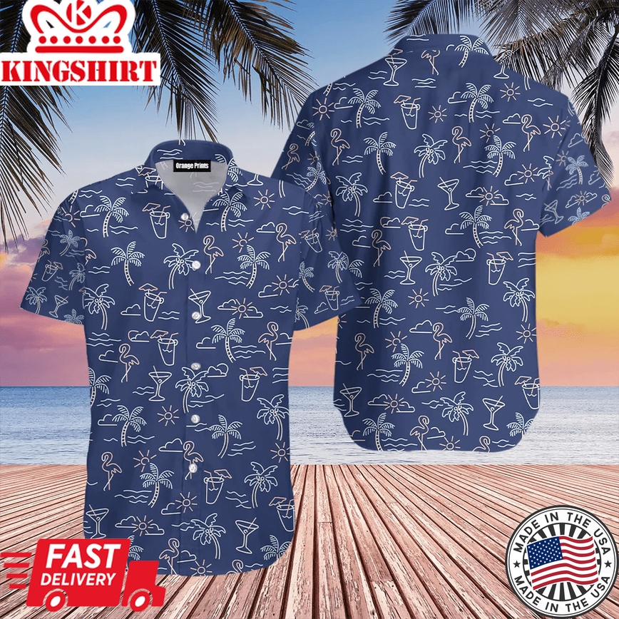 Beach Party Tropical Flamingo Trendy Hawaiian Shirt