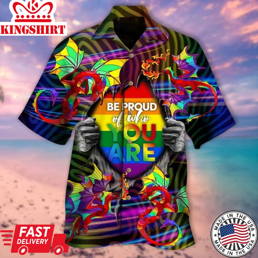 Beach Shirt Amazing Rainbow Dragon Lgbt Unisex Hawaiian Shirt , Aloha Shirt, Be Proud Shirt