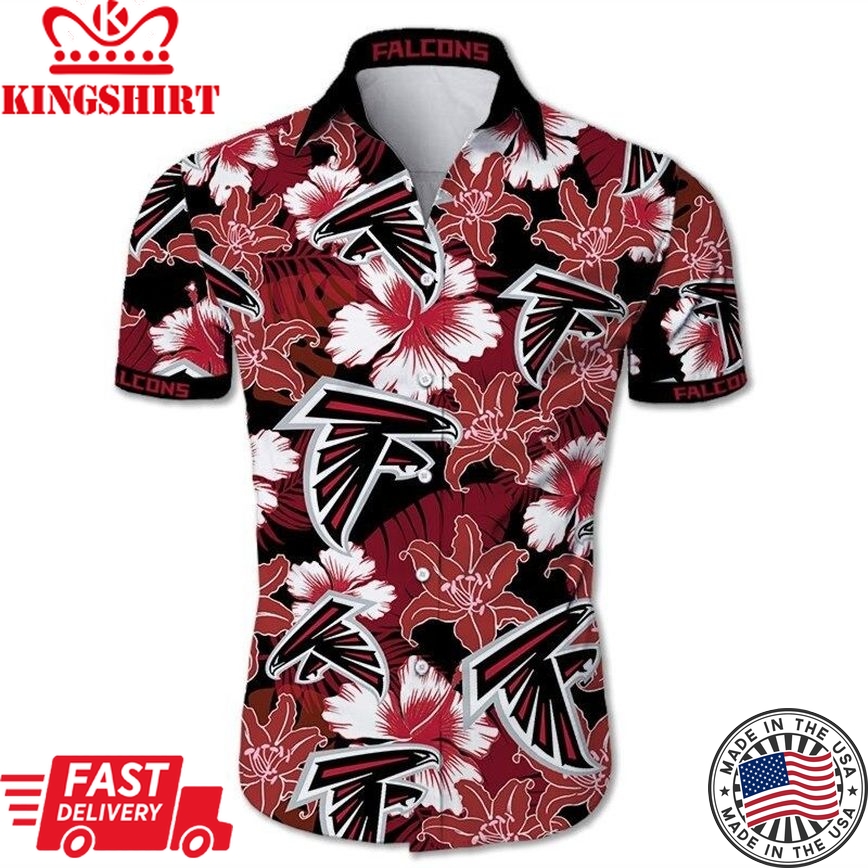 Beach Shirt Atlanta Falcons Hawaiian Shirt Tropical Flower Short Sleeve Slim Fit Body