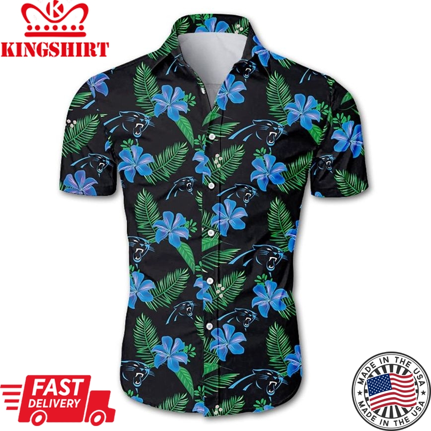 Beach Shirt Carolina Panthers Hawaiian Shirt Floral Button Up Slim Fit Body