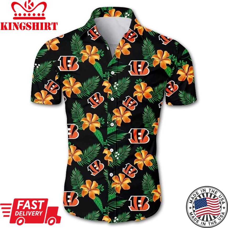 Beach Shirt Cincinnati Bengals Hawaiian Shirt Floral Button Up Slim Fit Body