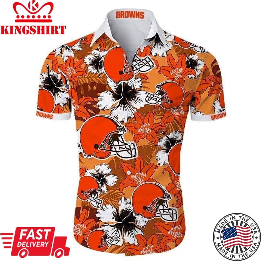 Beach Shirt Cleveland Browns Hawaiian Shirt Tropical Flower For Fans