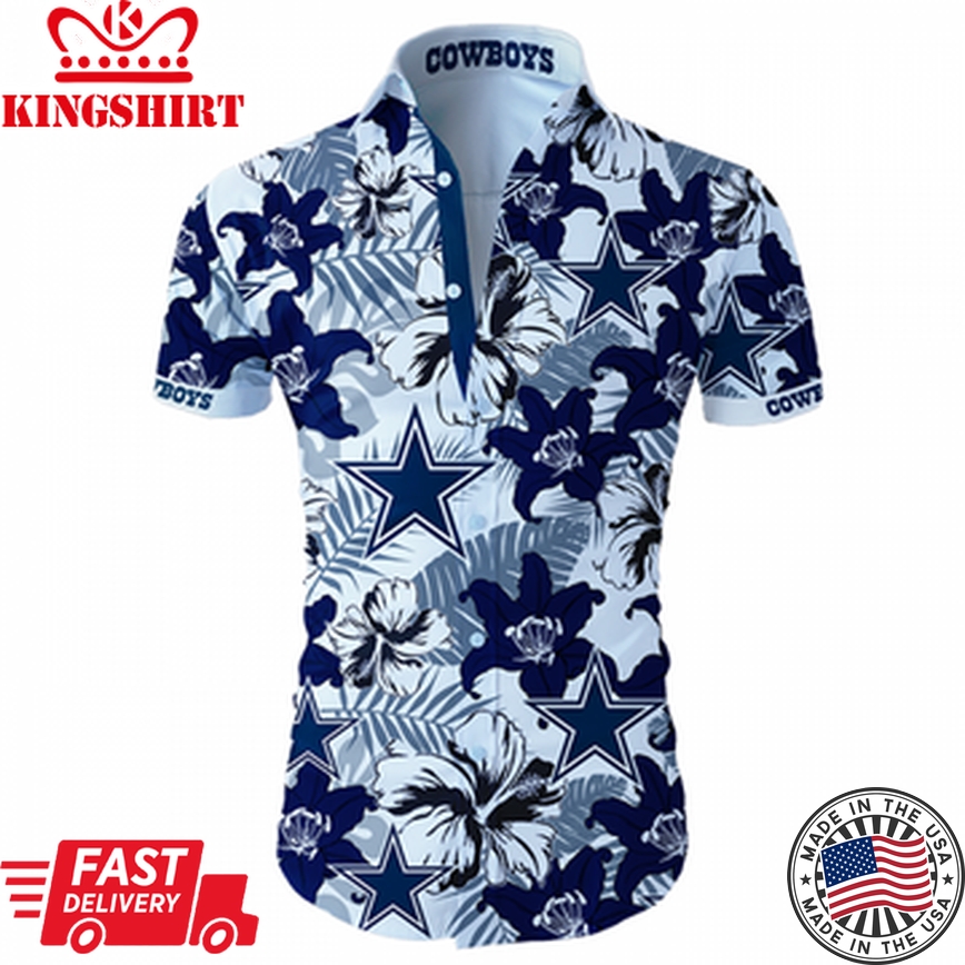 Beach Shirt Dallas Cowboys Hawaiian Shirt Tropical Flower Short Sleeve Slim Fit Body