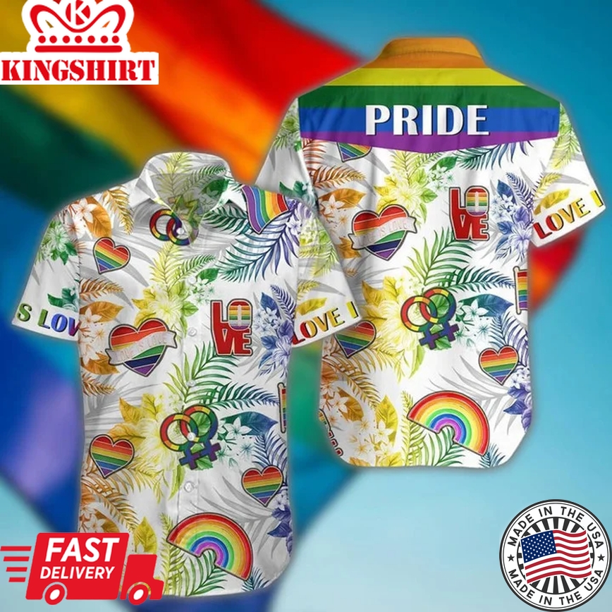 Beach Shirt Lgbt Hawaiian Pattern Men Shirt For Lgbt Community , Aloha Shirt