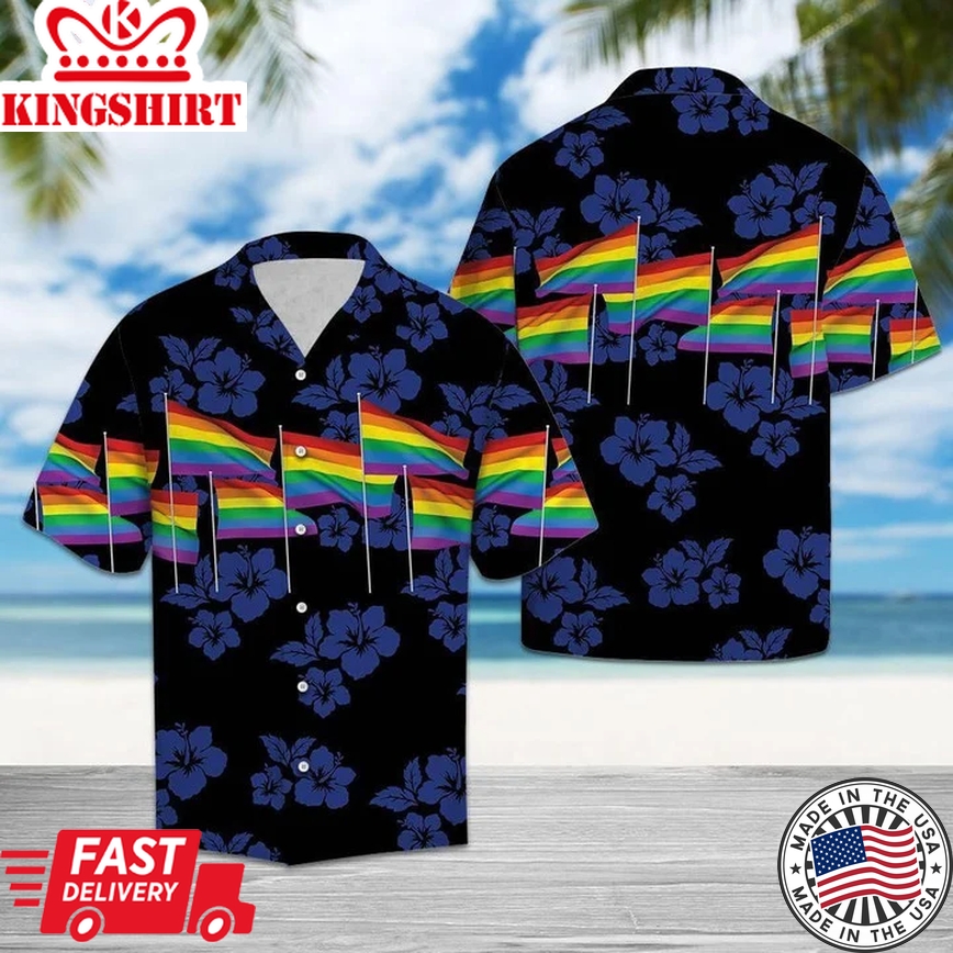 Beach Shirt Lgbt Pride Flag Aloha Hawaiian Shirt Colorful Summer Beach Casual Shirt