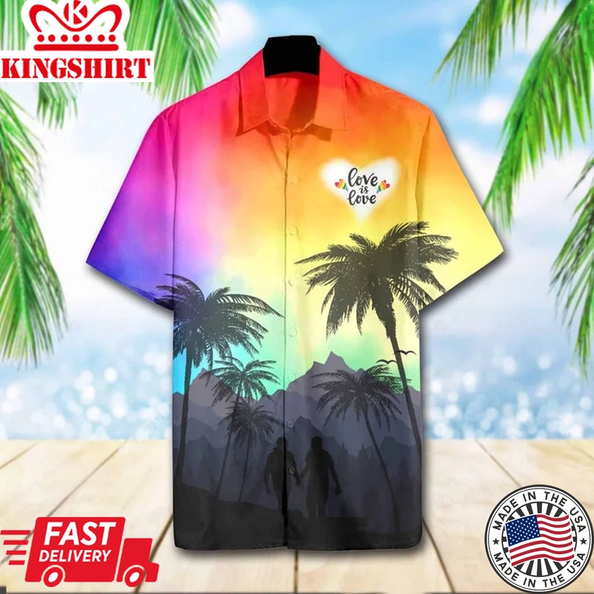 Beach Shirt Lgbt Pride Hawaiian 3D Men Shirt For Lgbt Community, Queer Lgbt