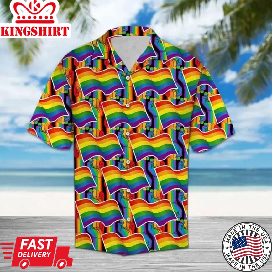 Beach Shirt Lgbt Pride Hawaiian Shirt Lgbt Flag Pattern Hawaii