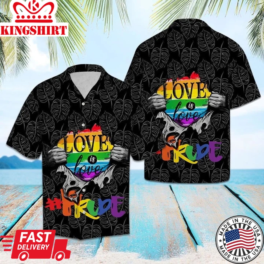 Beach Shirt Lgbt Pride Love Is Love In Black Hawaiian Shirt