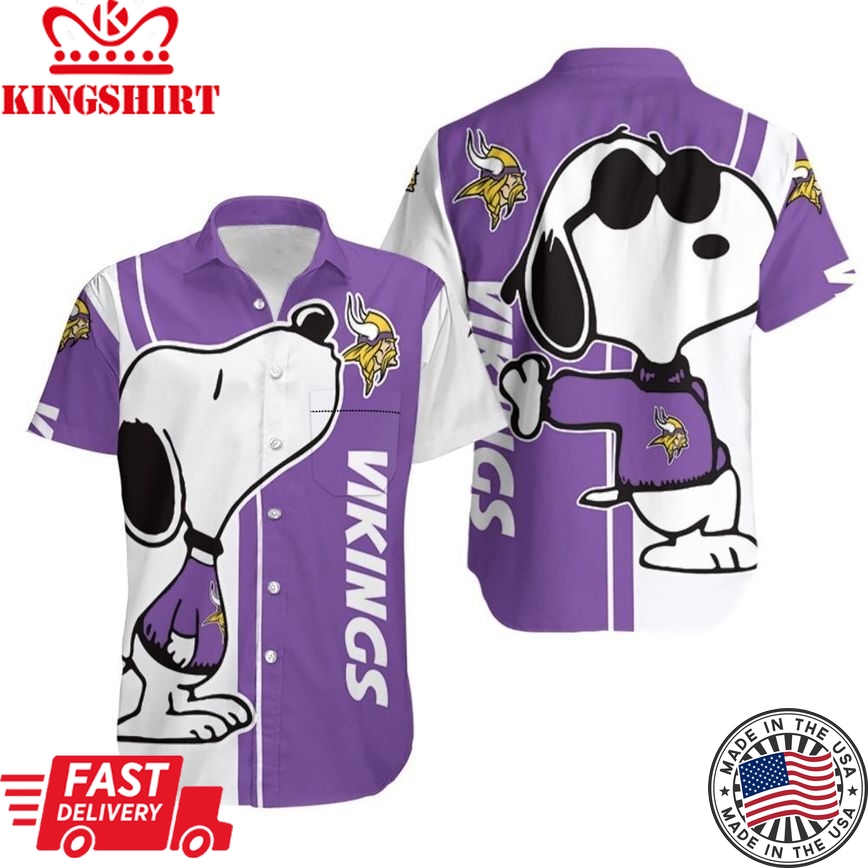 Beach Shirt Minnesota Vikings Snoopy Lover All Over Print Printed Hawaiian Shirt