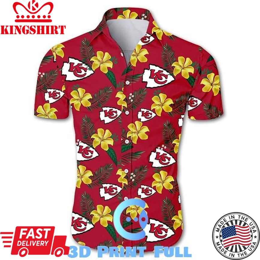 Beach Shirt NFL Kansas City Chiefs Tropical Flower Hawaiian Shirt