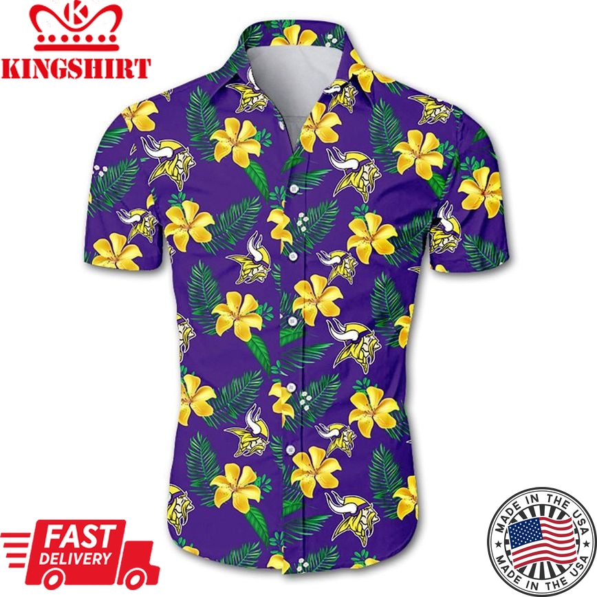 Beach Shirt NFL Minnesota Vikings Tropical Flower Hawaiian Shirt