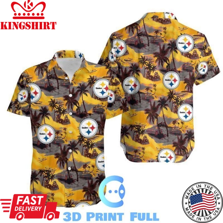 Beach Shirt NFL Pittsburgh Steelers Coconut Tree Hawaii All Over Print Shirt