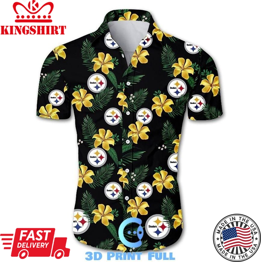 Beach Shirt NFL Pittsburgh Steelers Tropical Flower Hawaiian Shirt