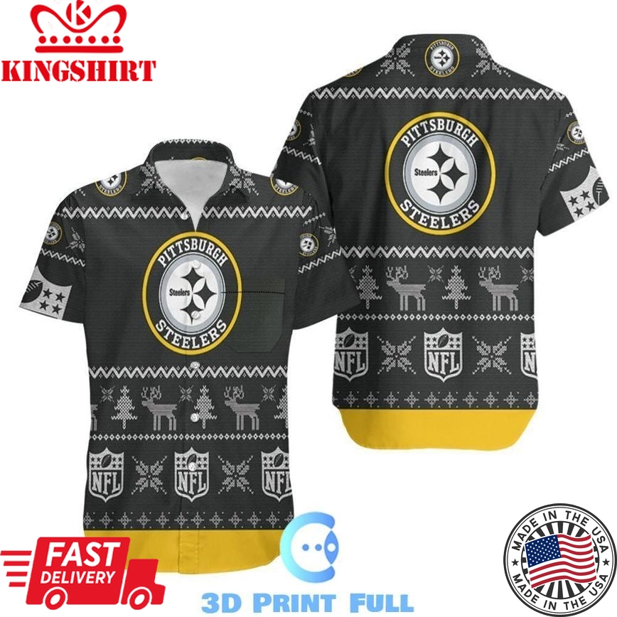 Beach Shirt Pittsburgh Steelers Ugly Christmas All Over Print Printed Sweatshirt Ugly Hawaiian Shirt