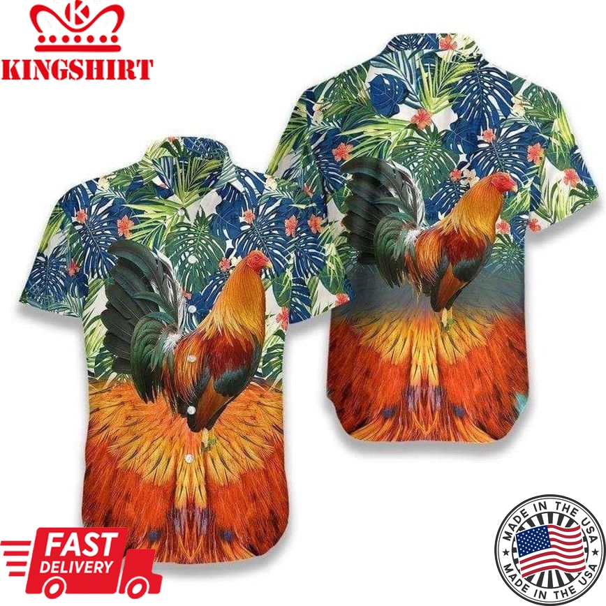 Beach Shirt Shop Hawaiian Aloha Shirts Rooster, Chicken Lover Trendy Hawaiian Shirt For Summer Gifts