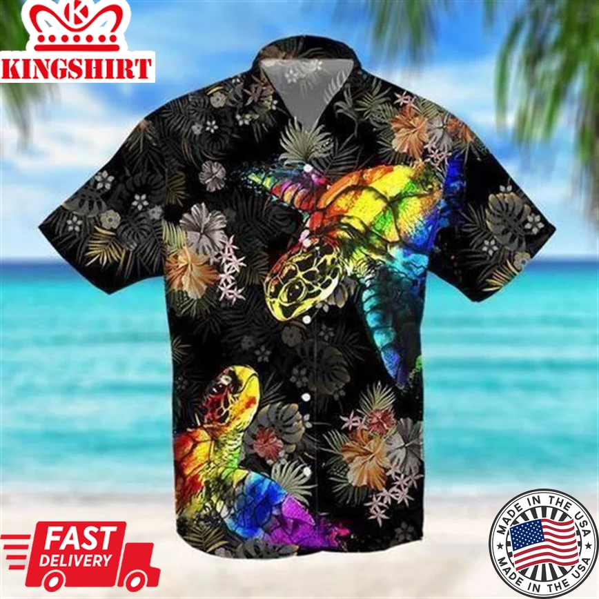 Beach Shirt Turtle Lgbt Hawaii Shirt, Aloha Shirt, Gay Pride Hawaiian Shirt