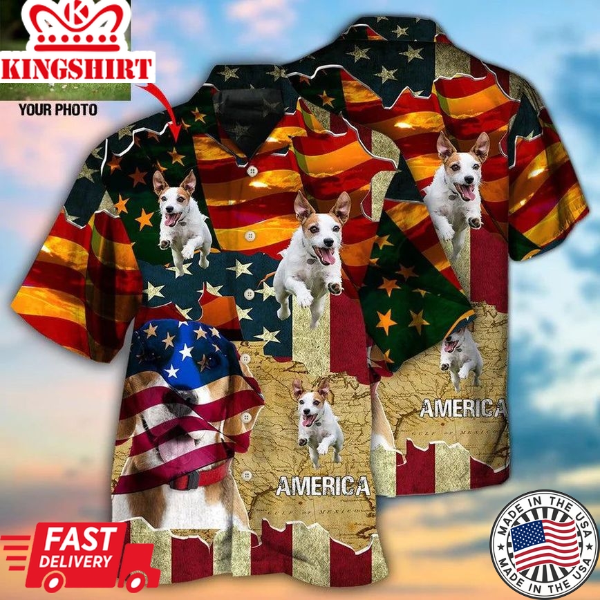 Beagle America Sunset Style Custom Photo Hawaiian Shirt